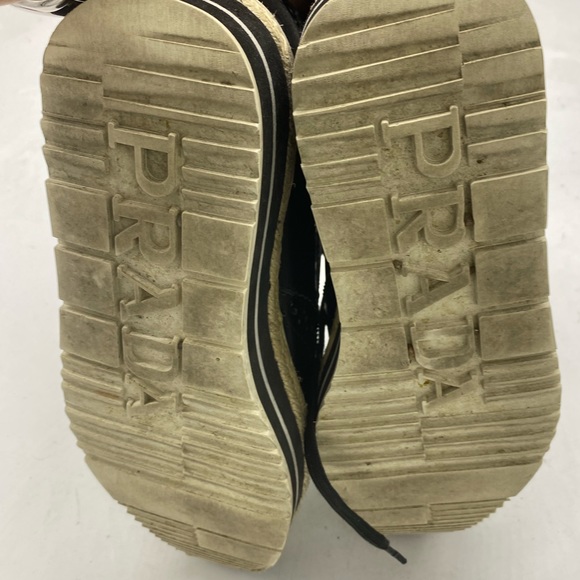 Prada espadrilles lace up platform black sz 39/8 - Picture 4 of 8